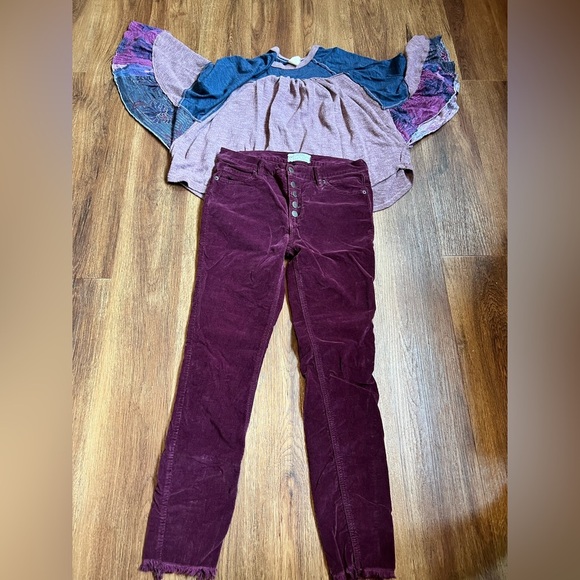 Free People Denim - Bundle of two free people skinny jeans andSeam Batwing Sleeve Smock Top Women Xs